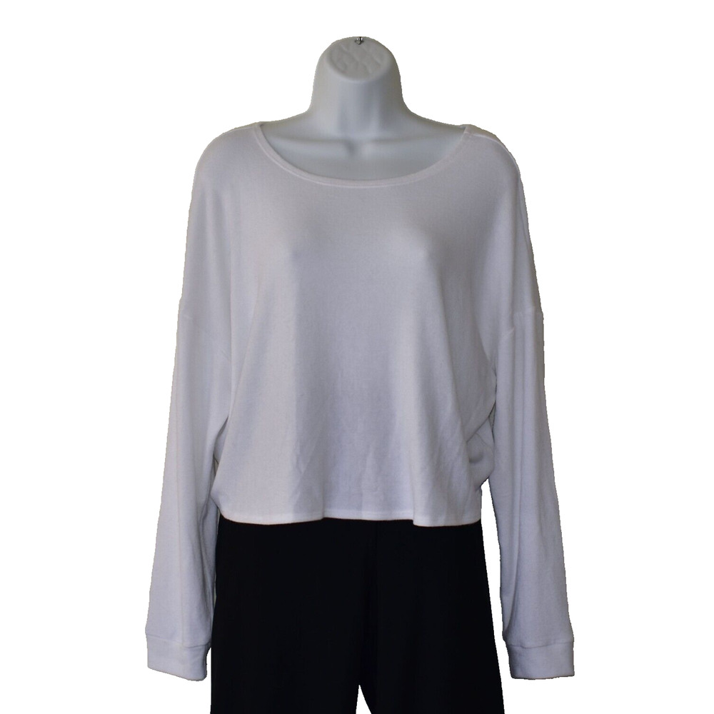 A5 NWT BEYOND YOGA Do The Twist Cropped White Boxy Fit Pullover Sweater Size L